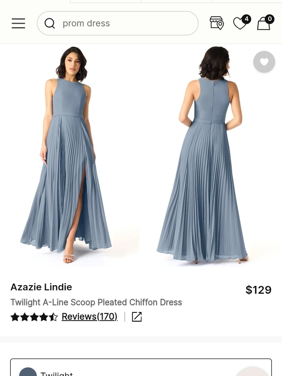Azazie Dresses & Skirts - Azazie Twilight Pleated Maxi Dress in Dusty Blue